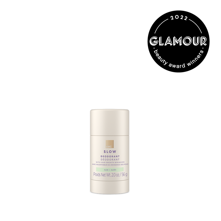 EWC SLOW Aloe Deodorant (2.0 oz) with 2022 Glamour beauty awards winner badge.