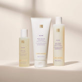 EWC SLOW Coconut Collection, showing body oil, body polish and body wash.