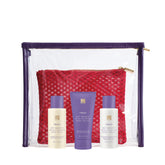 EWC TREAT Get Smooth Travel Kit Products (body wash, polish and cream) depicted in front of 2 travel pouches.
