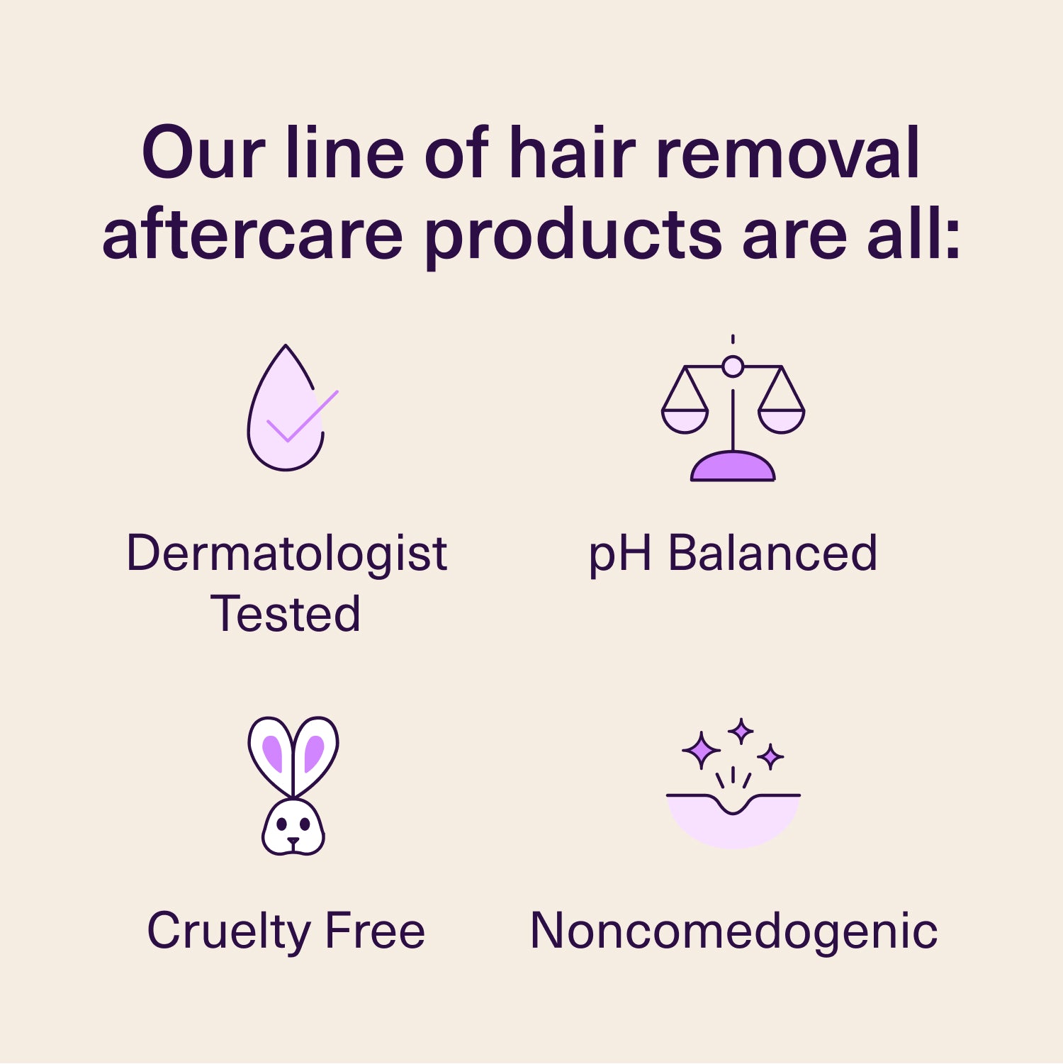 All our product lines are dermatologist tested, pH balanced, cruelty free and noncomedogenic.