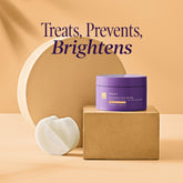Lifestyle shot of Brightening Ingrown Hair Wipes. Text reads "Treats, prevents, brightens."